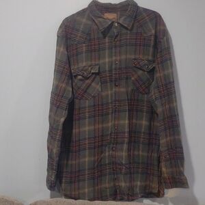 Buckhorn river 2xl women's plaid pearl snap button up
